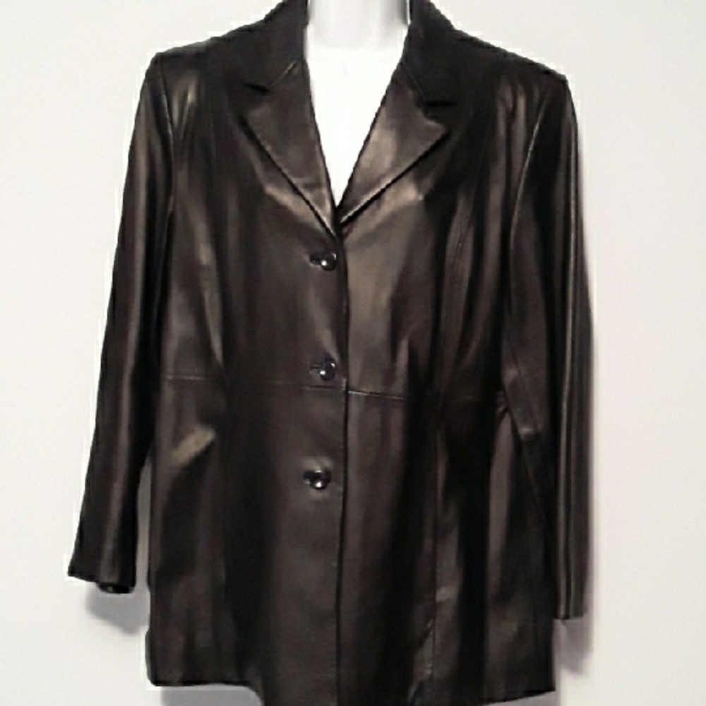 VALERIE by Valerie Stevens Women's Black Leather Jacket, Size L